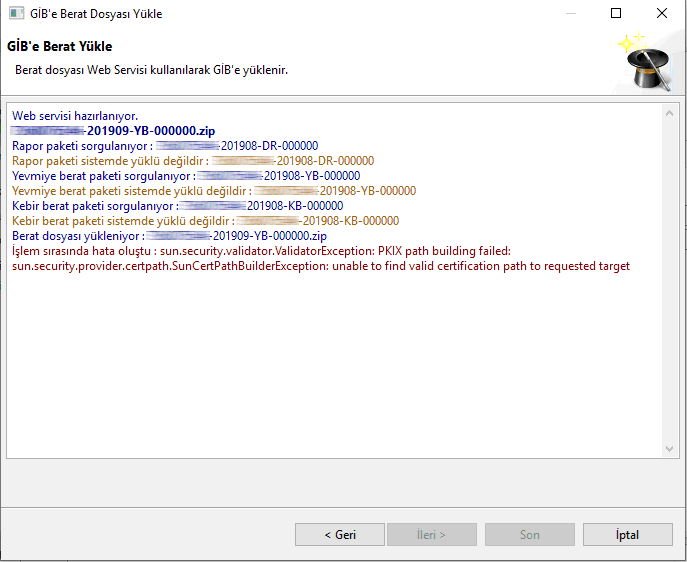 E-Defter Hata Mesajı 