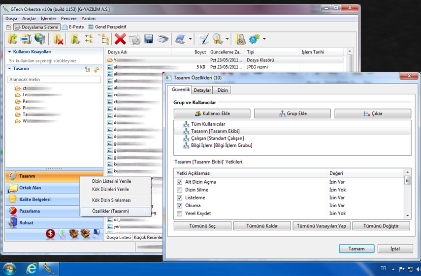 Dosyalama Sistemi Yetkiler