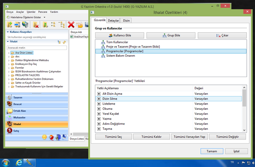 Dosyalama Sistemi Yetkiler